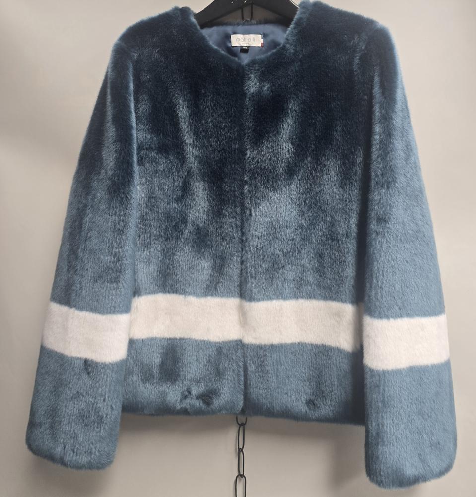 몰리올리 청록색 배색 에코 퍼 자켓 55