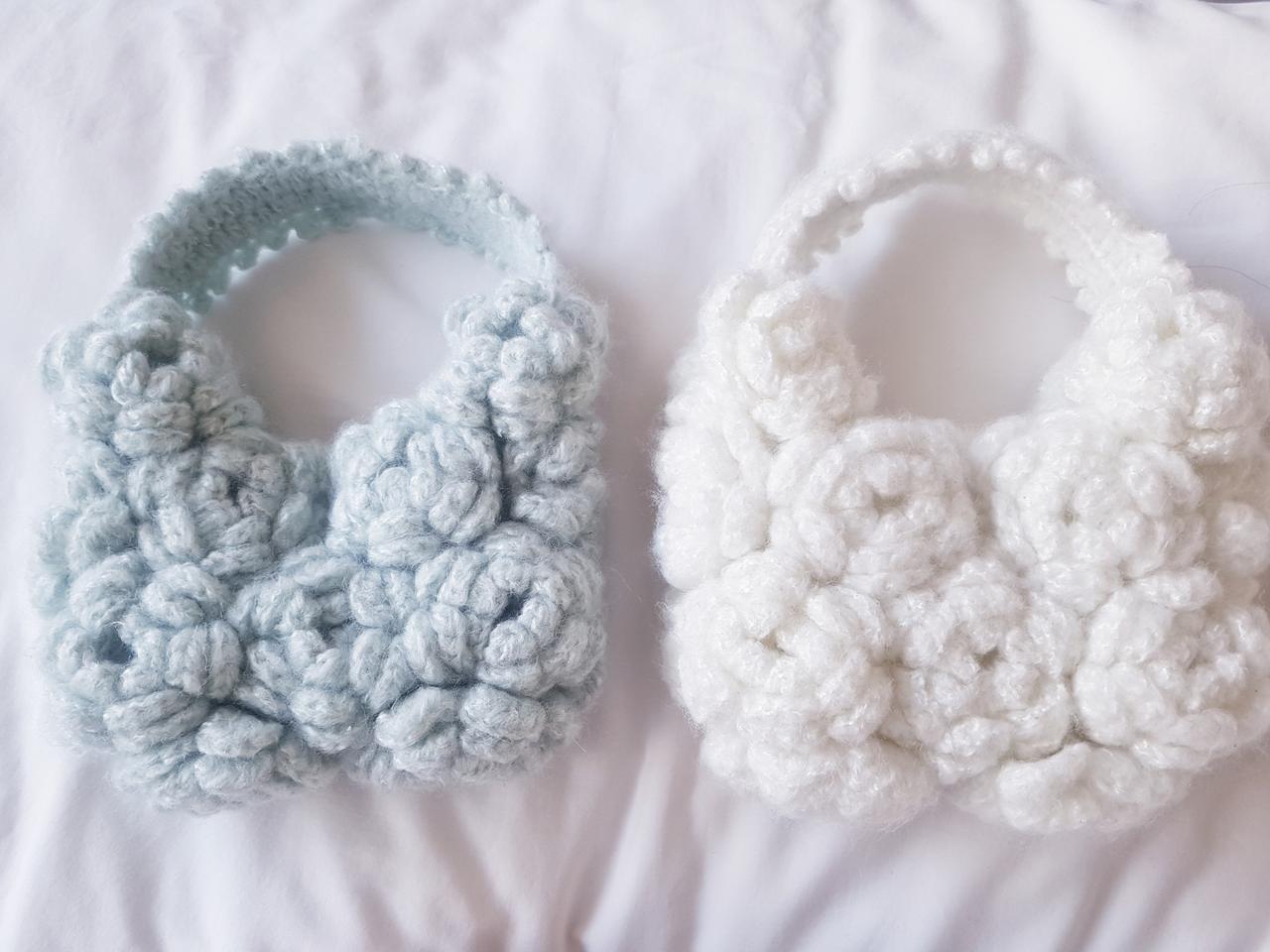 크로쉐 입체장미 꽃모티브 미니 호보백(뜨개,코바늘)