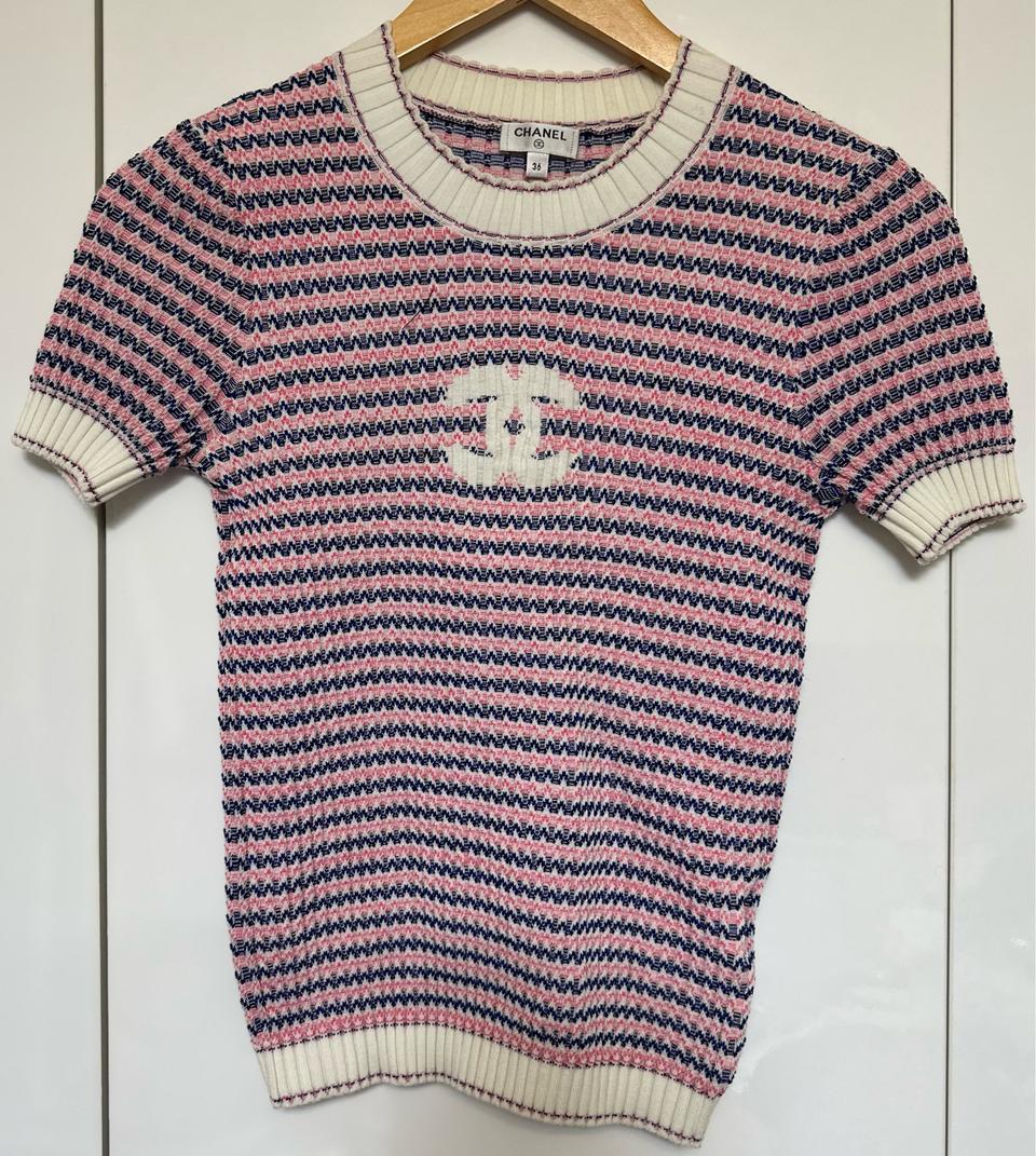 샤넬 cc로고 코튼반팔 니트 티셔츠 정품