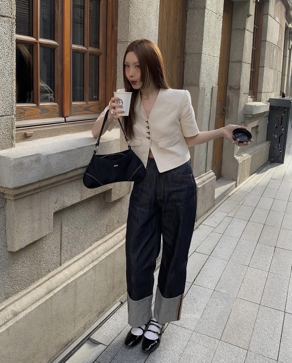 [s] 엔오르 와이드 롤 업 진 네이비