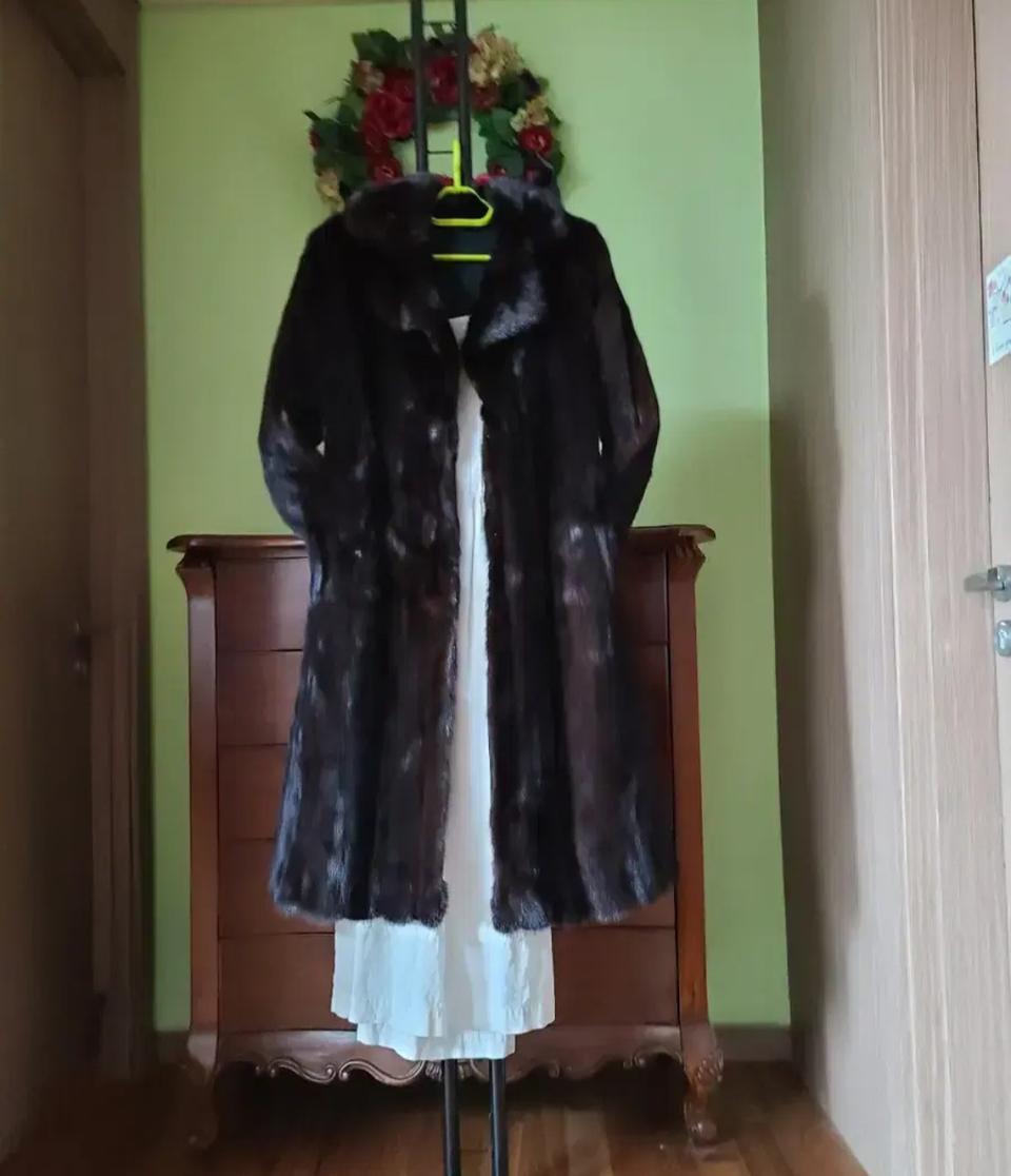 천연밍크 롱코트