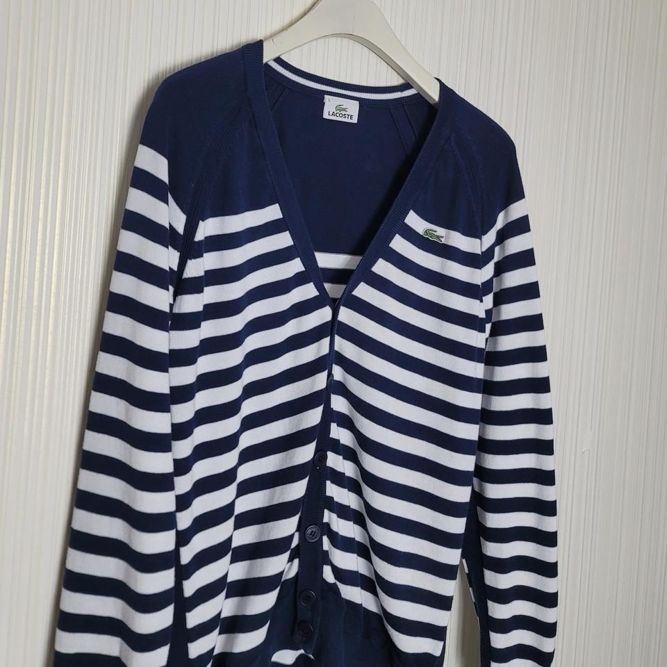 105_라코스테 가디건 네이비 스트라이프