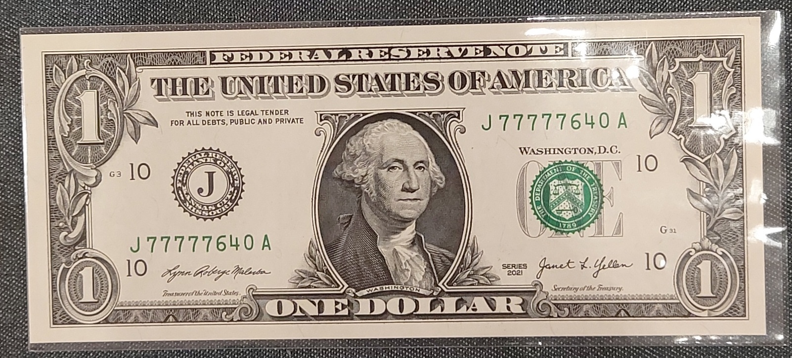 미사용 7파이브카 1달러 지폐