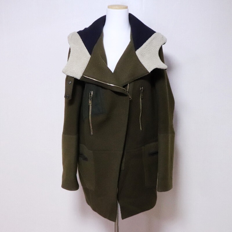 여성 시스템 55 오버핏 후드 모직 코트