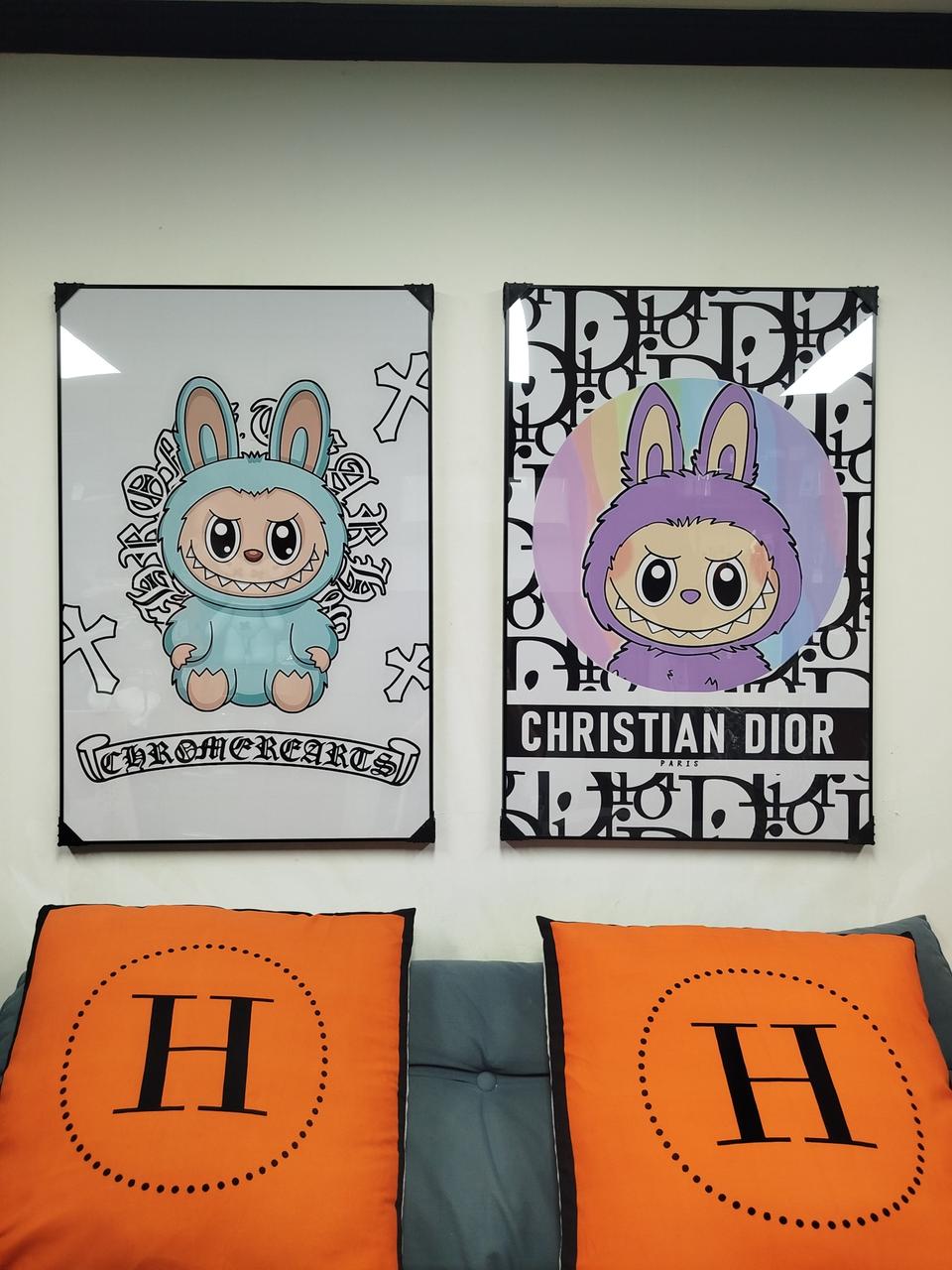 디올 크롬하츠 라부부 인형 피규어 유화 팝아트 그림액자 그림 액자 꽃