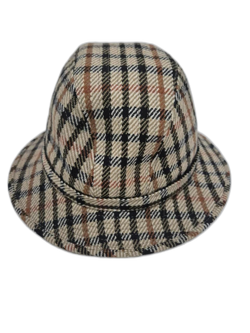 닥스 체크 패턴 울 버킷햇