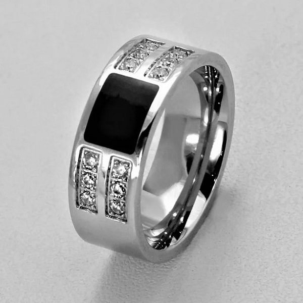 7-4. (남성) 써지컬 스칠/큐빅/라인석 상감 반지