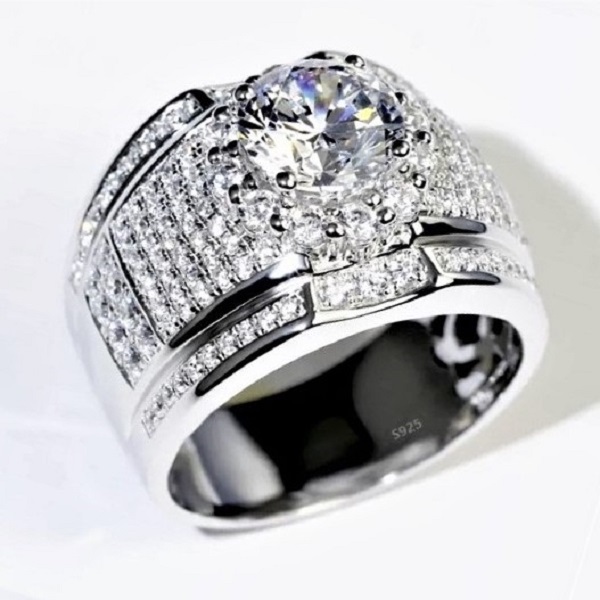 4-47 (남성) 플래티늄 플래팅/1.3캐럿 5A 지르콘 반지