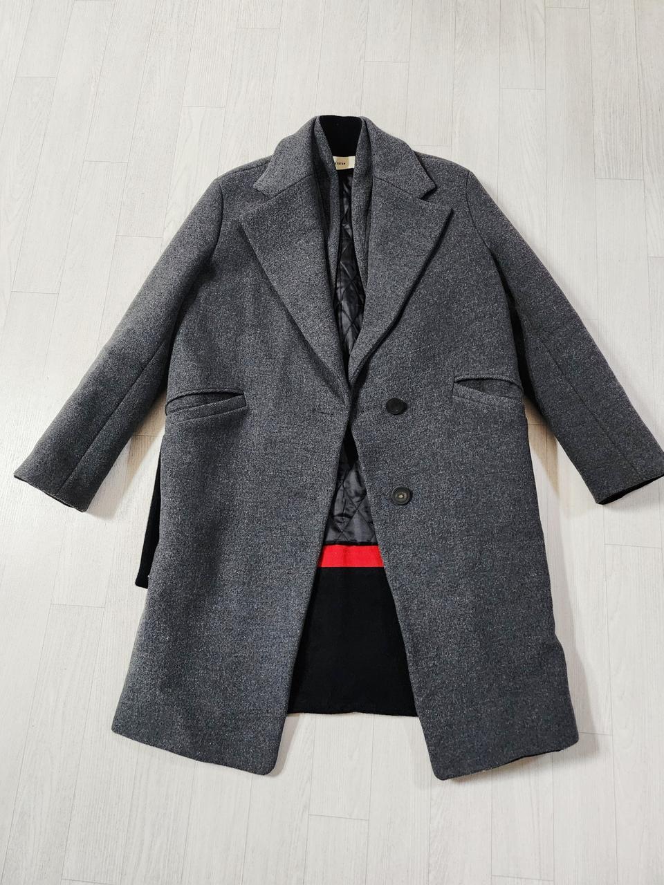 시스템 그레이 모직 코트 55-날씨66
