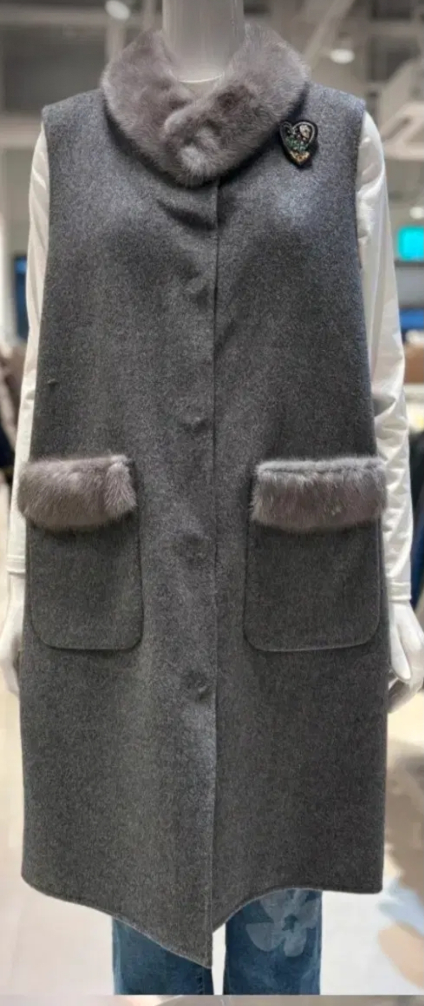 GIVY 기비 키이스 밍크 디테일 모100% 베스트 66사이즈 새제품