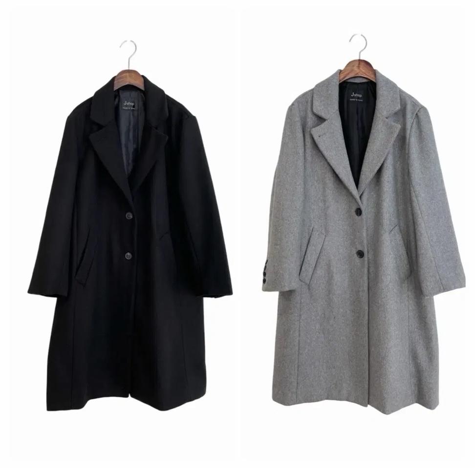 블랙 심플 롱 코트-2컬러