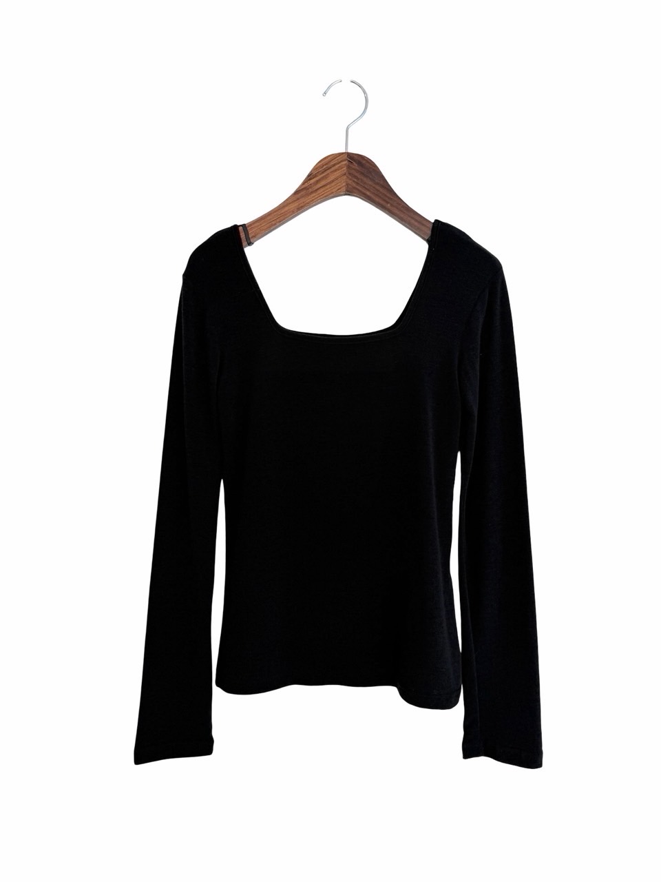 울 텐셀 스퀘어넥 티셔츠-2컬러