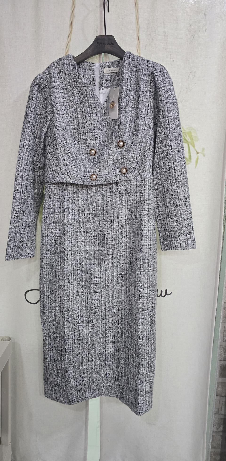 트위드  연그레이 롱 원피스 미사용