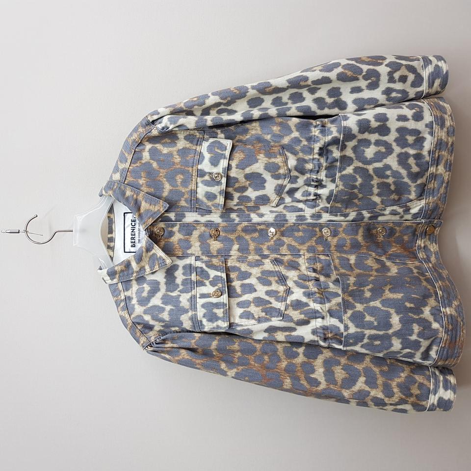 베르니스 2025 레오파드 패턴 코튼 워싱 자켓 36사이즈