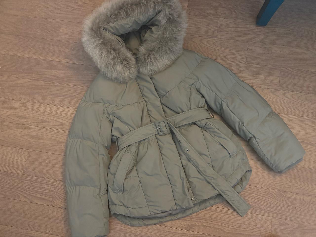 새상품급주크패딩 사가폭스퍼 구스다운 벨트패딩 66라이트 카키