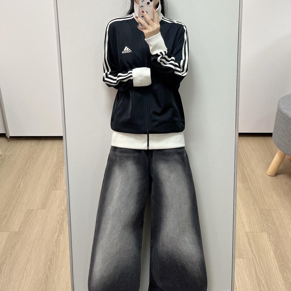 아디다스 자수로고 오레오 흰검 트랙탑 져지