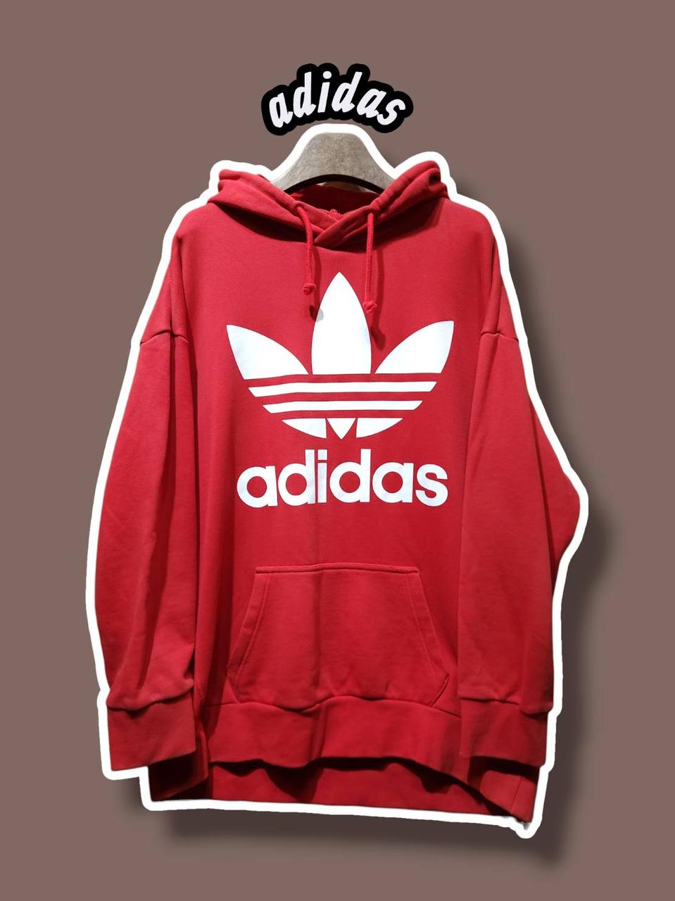 M/ 아디다스 트레포일 오버핏 후드티 레드 /0203