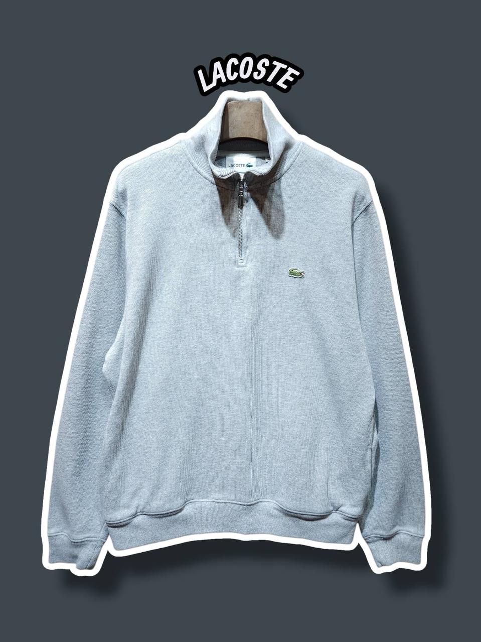 L/ 라코스테 하이넥 반집업 니트 그레이 /0203