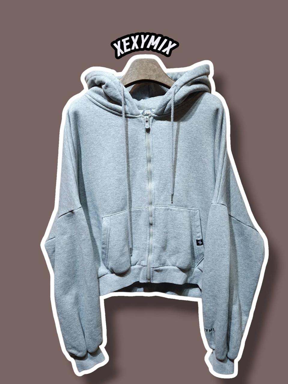 F/ 젝시믹스 내핑 기모 크롭 후드집업 멜란지그레이 /0203