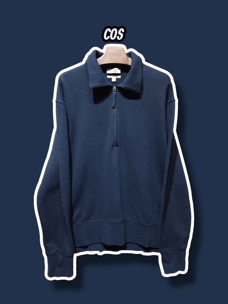 L/ COS 코스 릴렉스드 하프집업 맨투맨 스웻셔츠 네이비 /0203