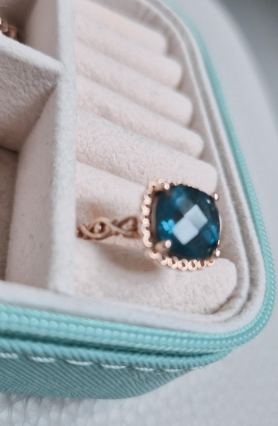 18k블루토파즈 원석 로즈골드반지(12호)