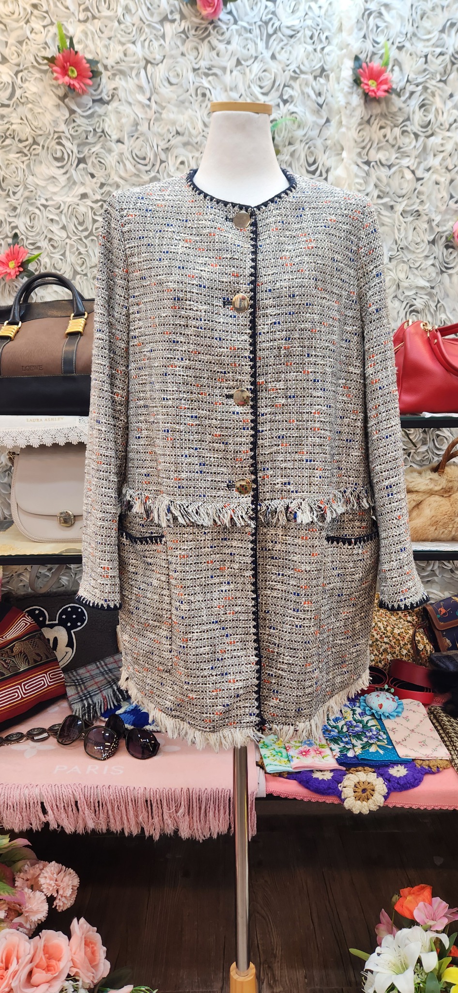 ZARA 자라 면 혼방 트위드 하프코트 (55)