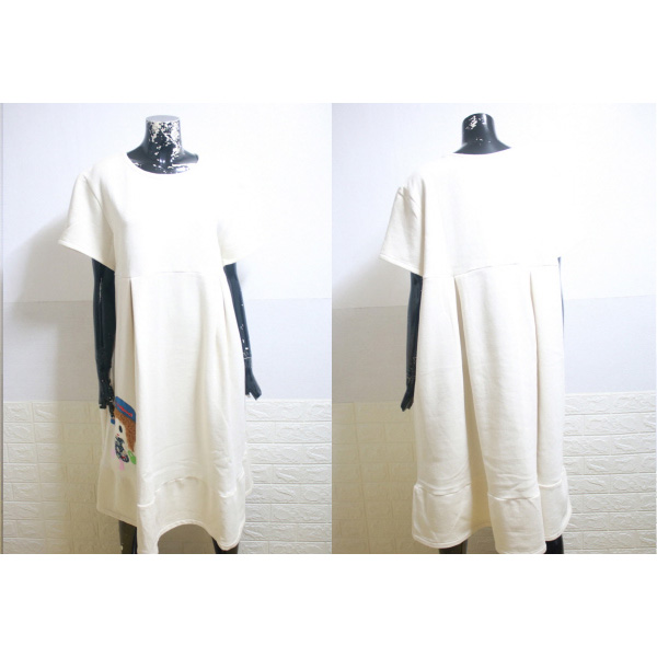 (88) 홈메이드 베이지 기모 빅사이즈 반팔 롱원피스 (free 88내외)