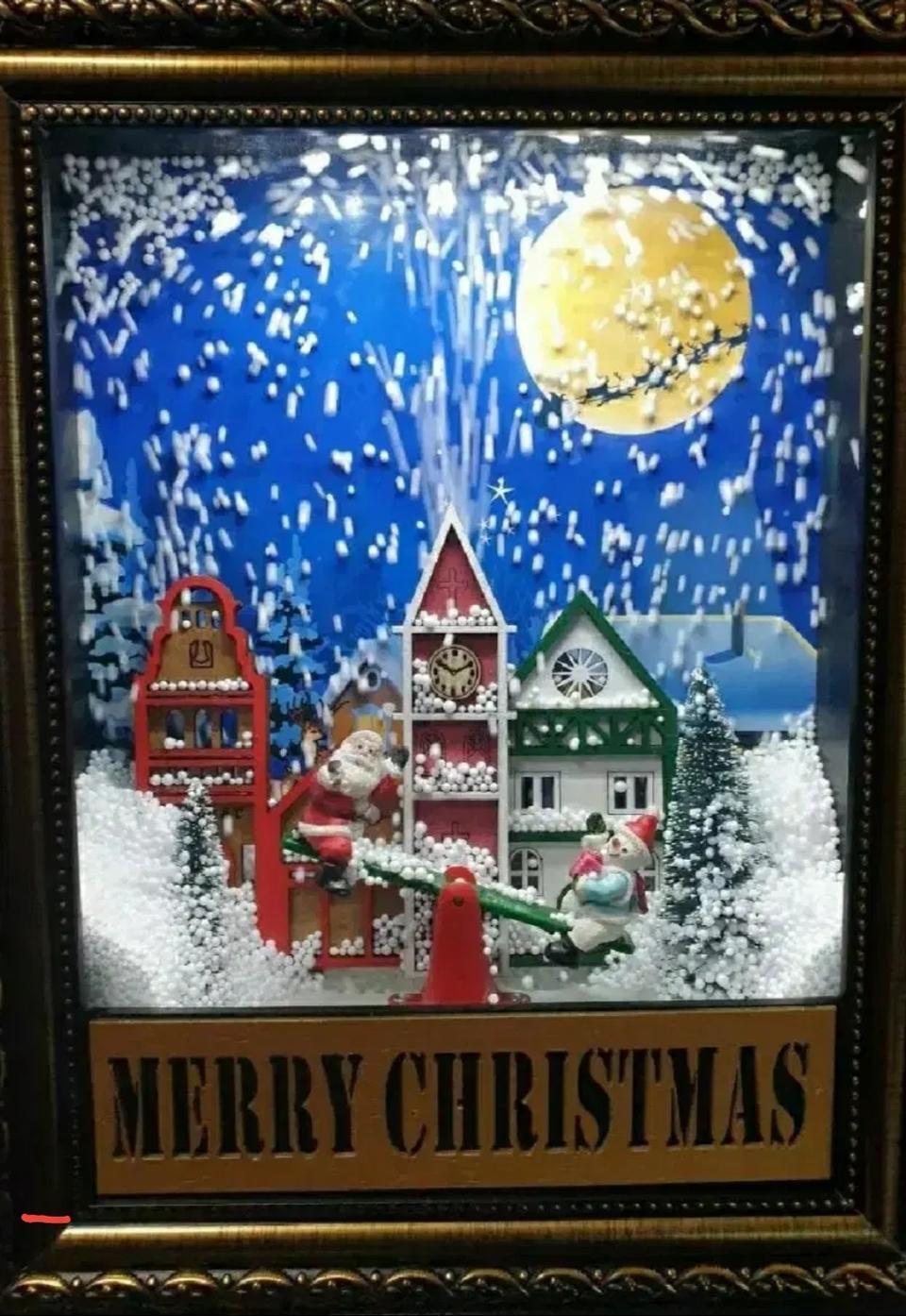 크리스마스 눈내리는 멜로디 무드등 액자