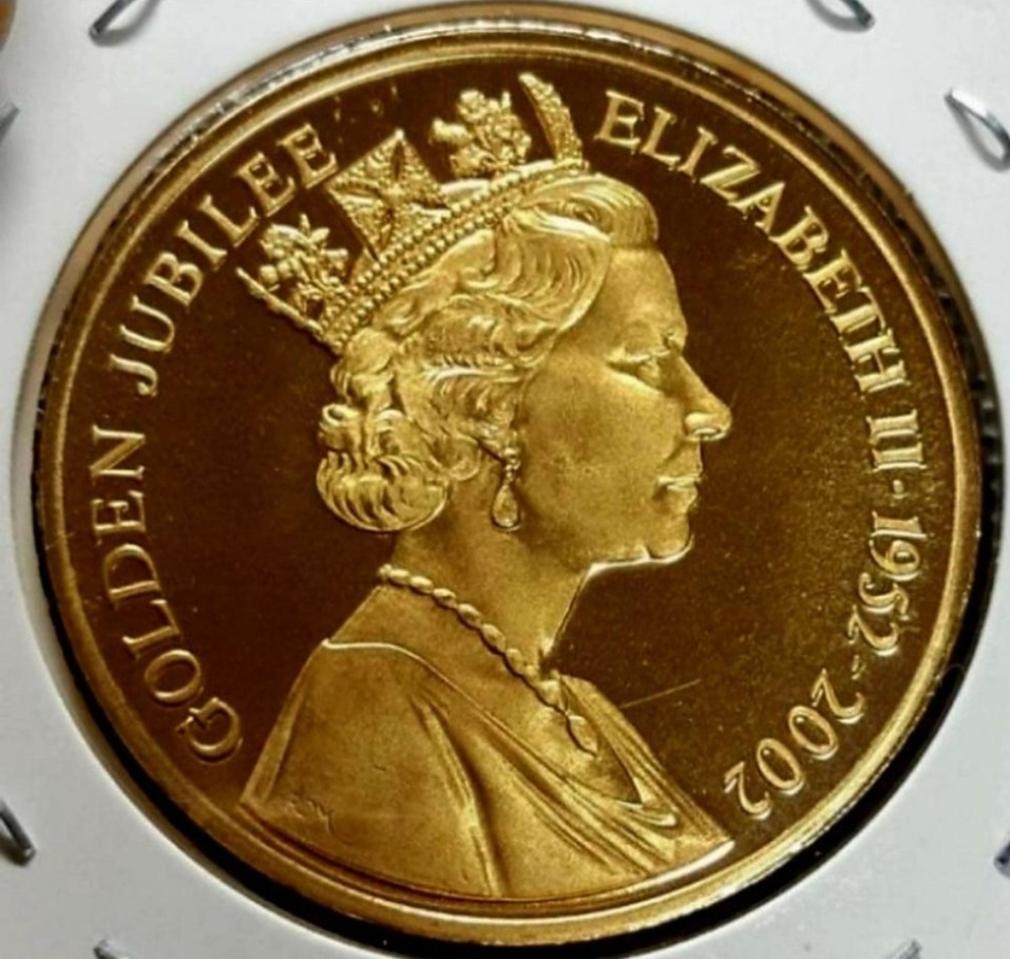 영국 미사용  엘리자베스 금도금 2002년 여왕즉위 50주년.외국주화