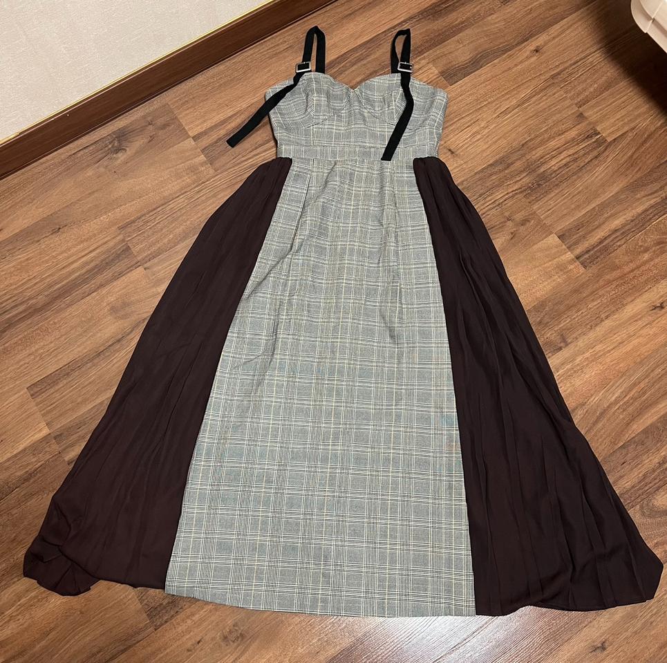 유니크 체크 뷔스티에 원피스(S)