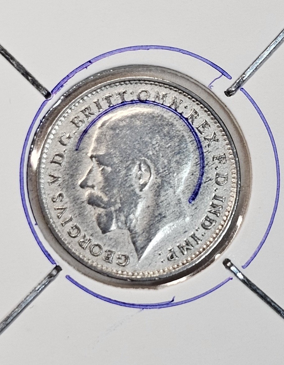 A02L 희귀 조지5세 국왕 머리도안,구슬모양도안 안압에러 1920년은화