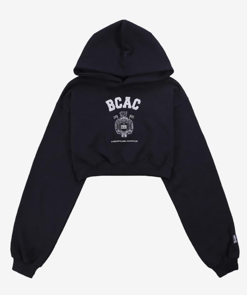 배드블러드 BCAC 엠블렘 헤비웨이트 크롭 후드 네이비 XS