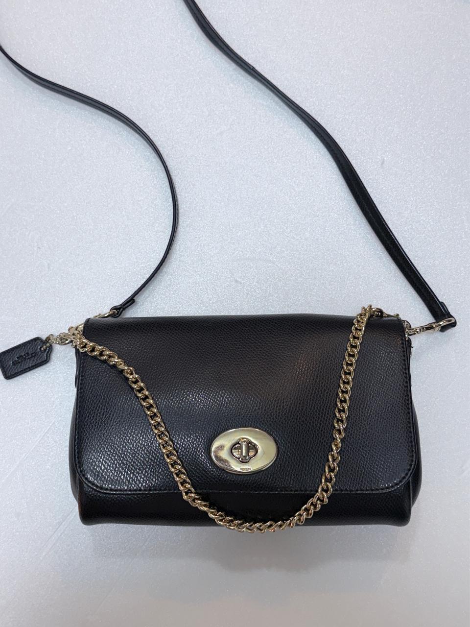 코치 블랙 턴락 크로스백