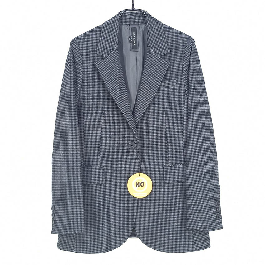 에셀리아 여성 춘추 체크배색 폴리 자켓 그레이91 (HU42771)