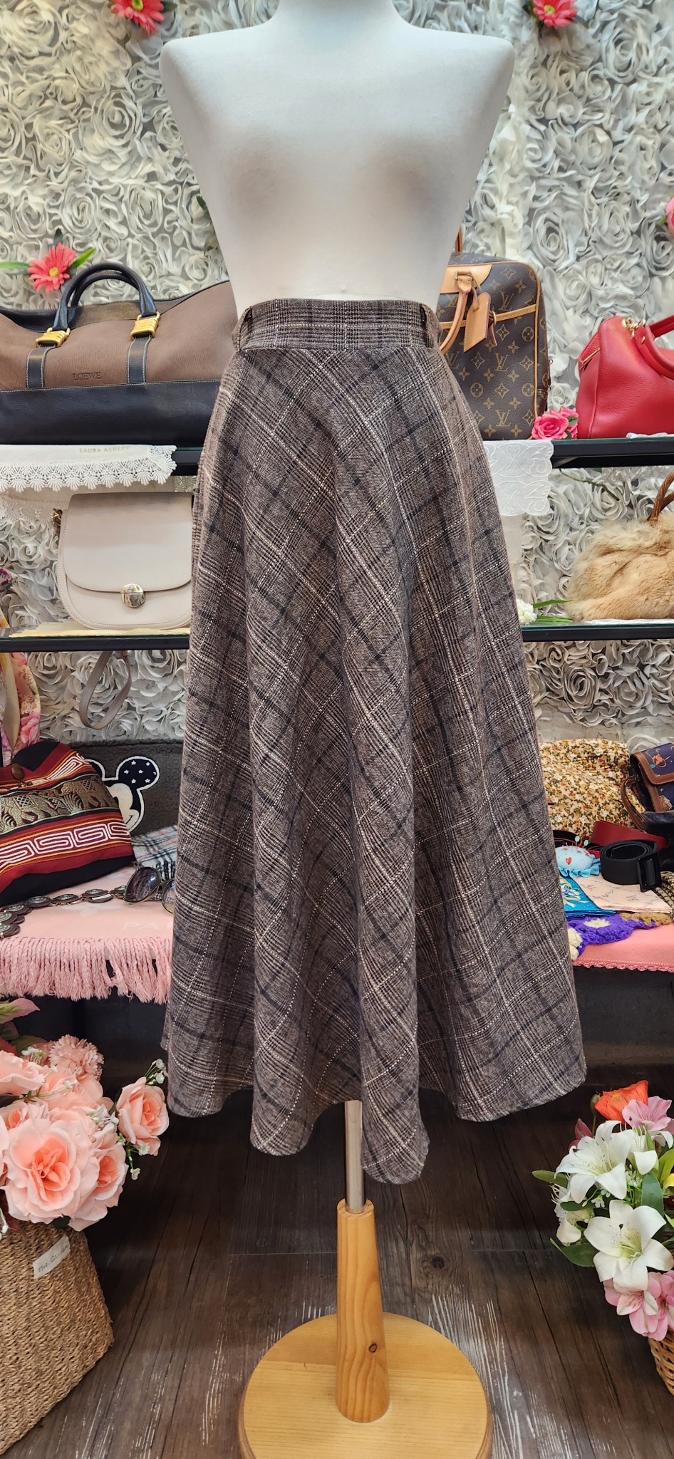 GRL 체크 플레어 롱스커트 (55 66)