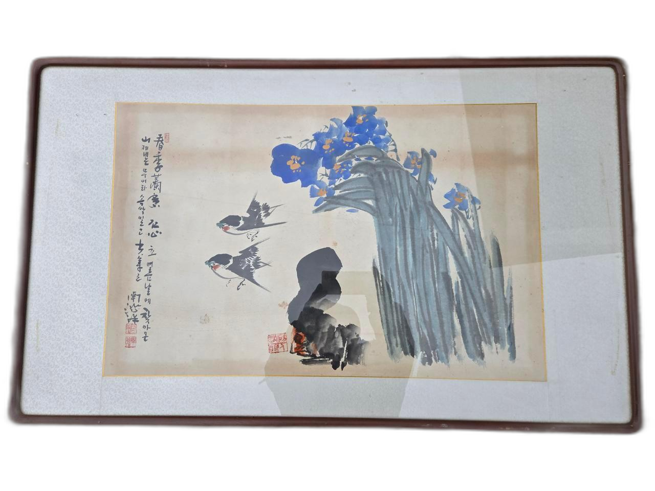 12539. 산 제비 그림 액자