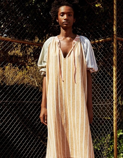 새) 자라 멀티 스트라이프 롱원피스 