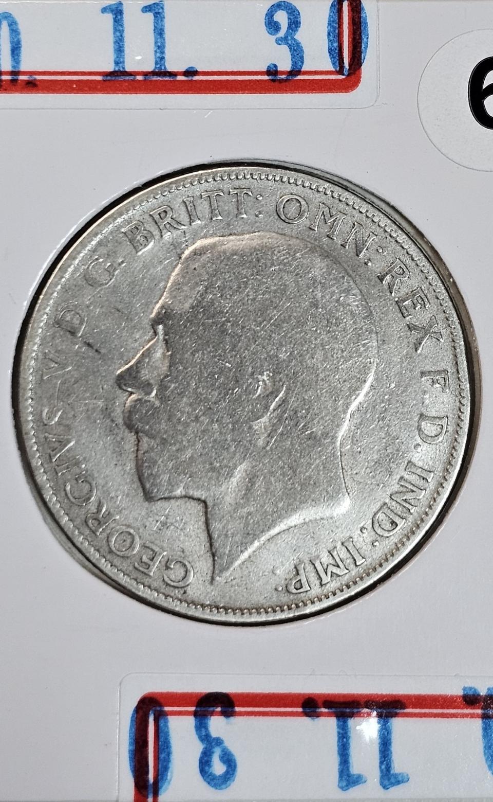 A02Q 영국령 국장도안 회전에러 조지5세국왕 1922년 원플로린 은화