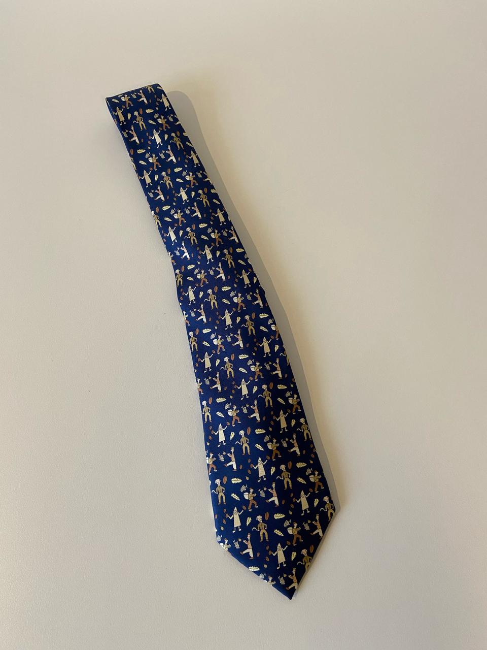 에르메스 네이비 패턴 넥타이