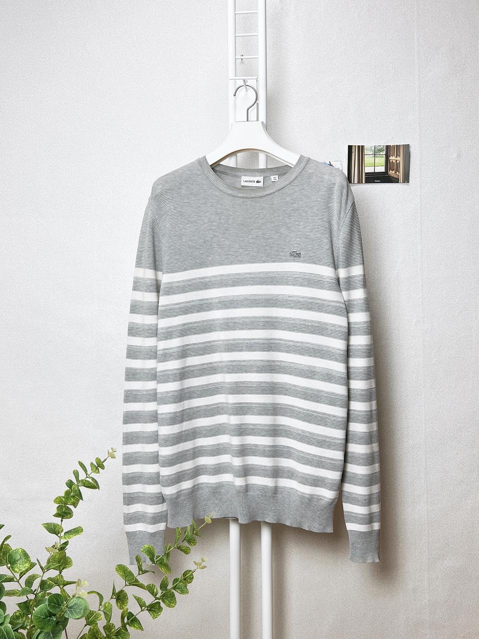 라코스테 남성 스트라이프 코튼 니트 100
