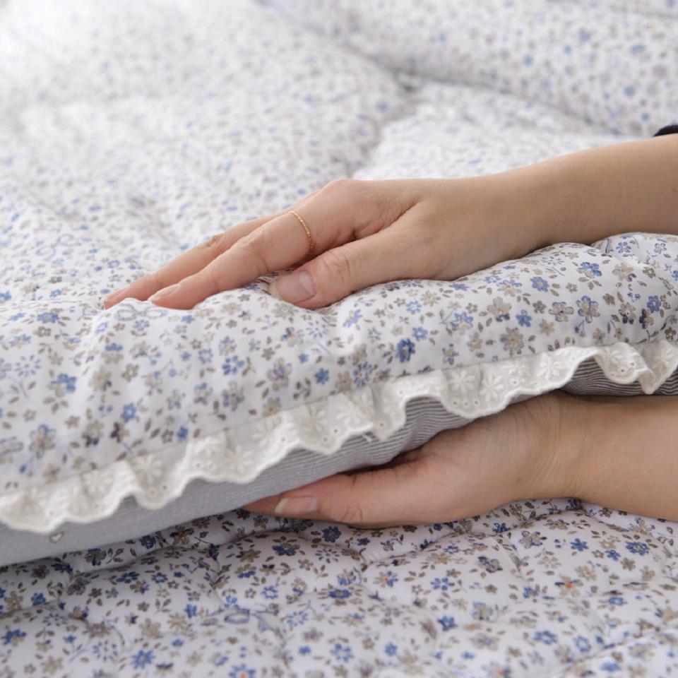 모달 100%  사계절 차렵이불 무소음 꽃무늬 레이스 이불 패드 침구