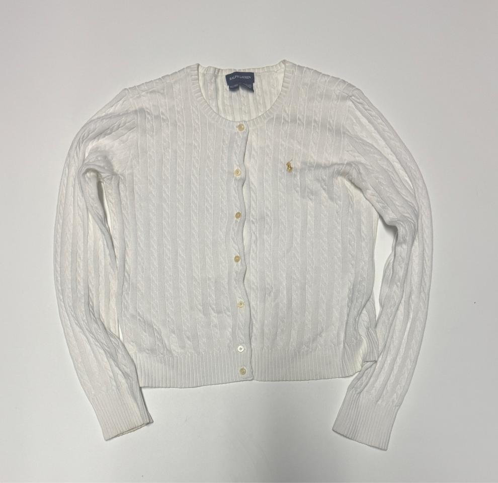 여성 폴로 랄프로렌 키즈 골드 포니 케이블 니트 가디건