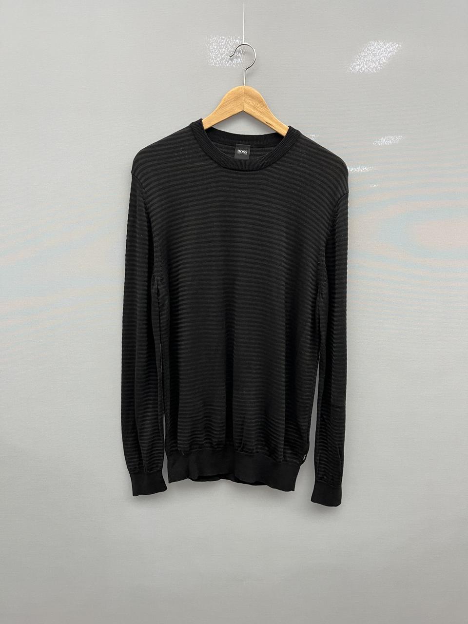 휴고보스 블랙 스트라이프 긴팔 니트