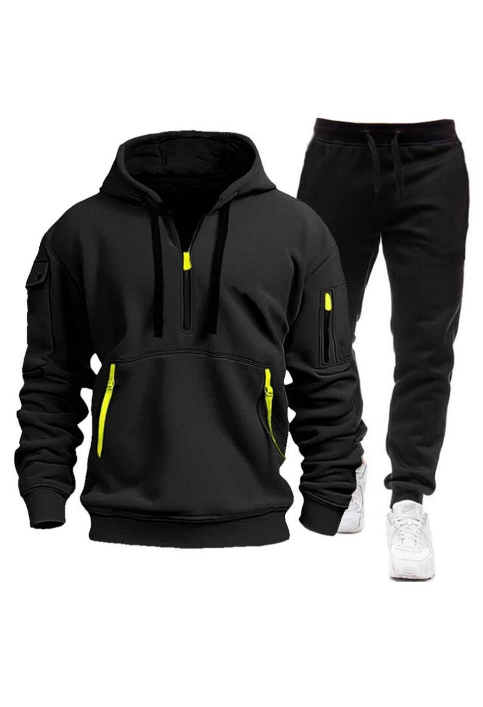 캐주얼 포켓 후드티 상하의세트 풀오버 후드티 실용적 일상운동복싸이즈