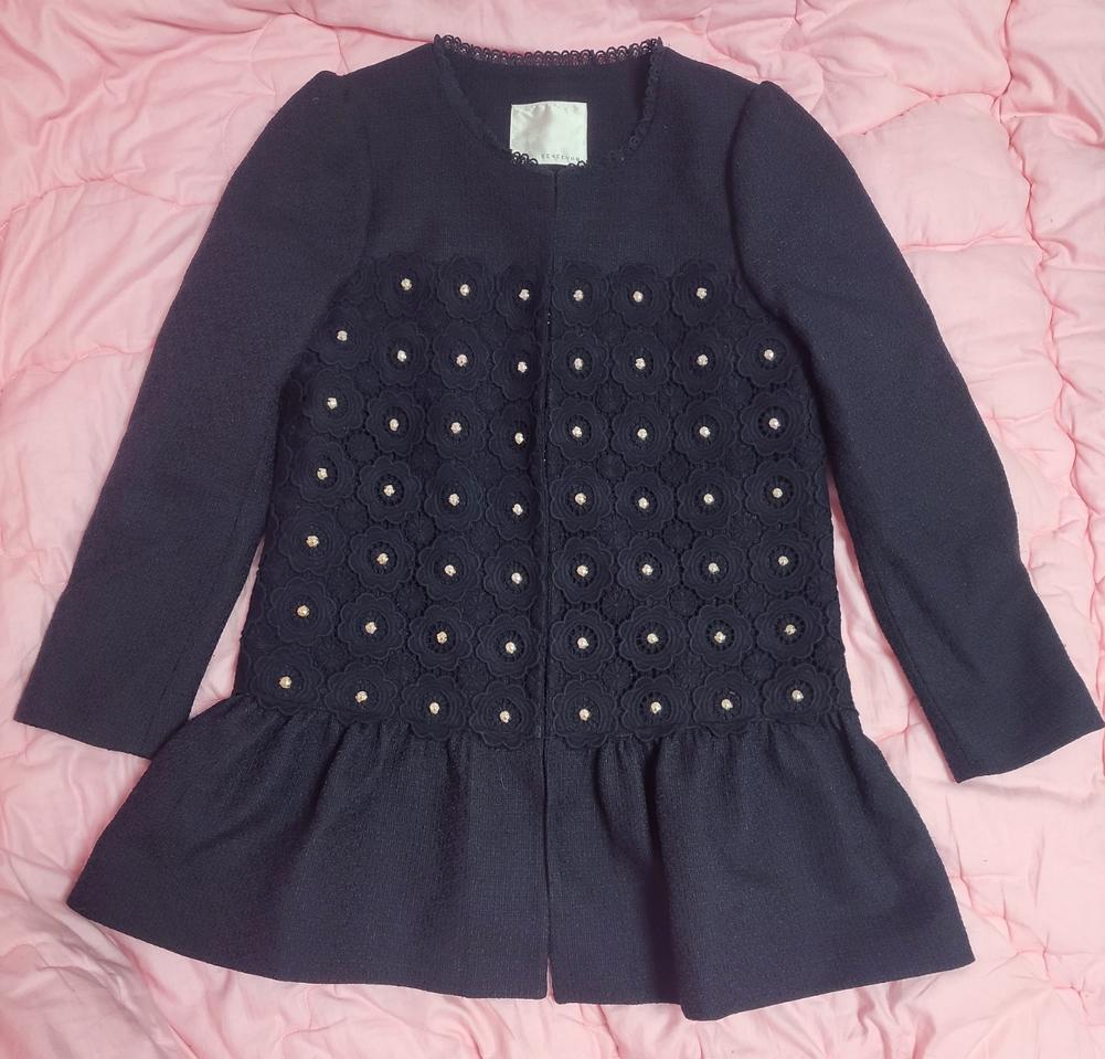 급처상태좋음!레니본 레이스플라워장식 밑단프릴 공주 자켓 코트 리즈리사st