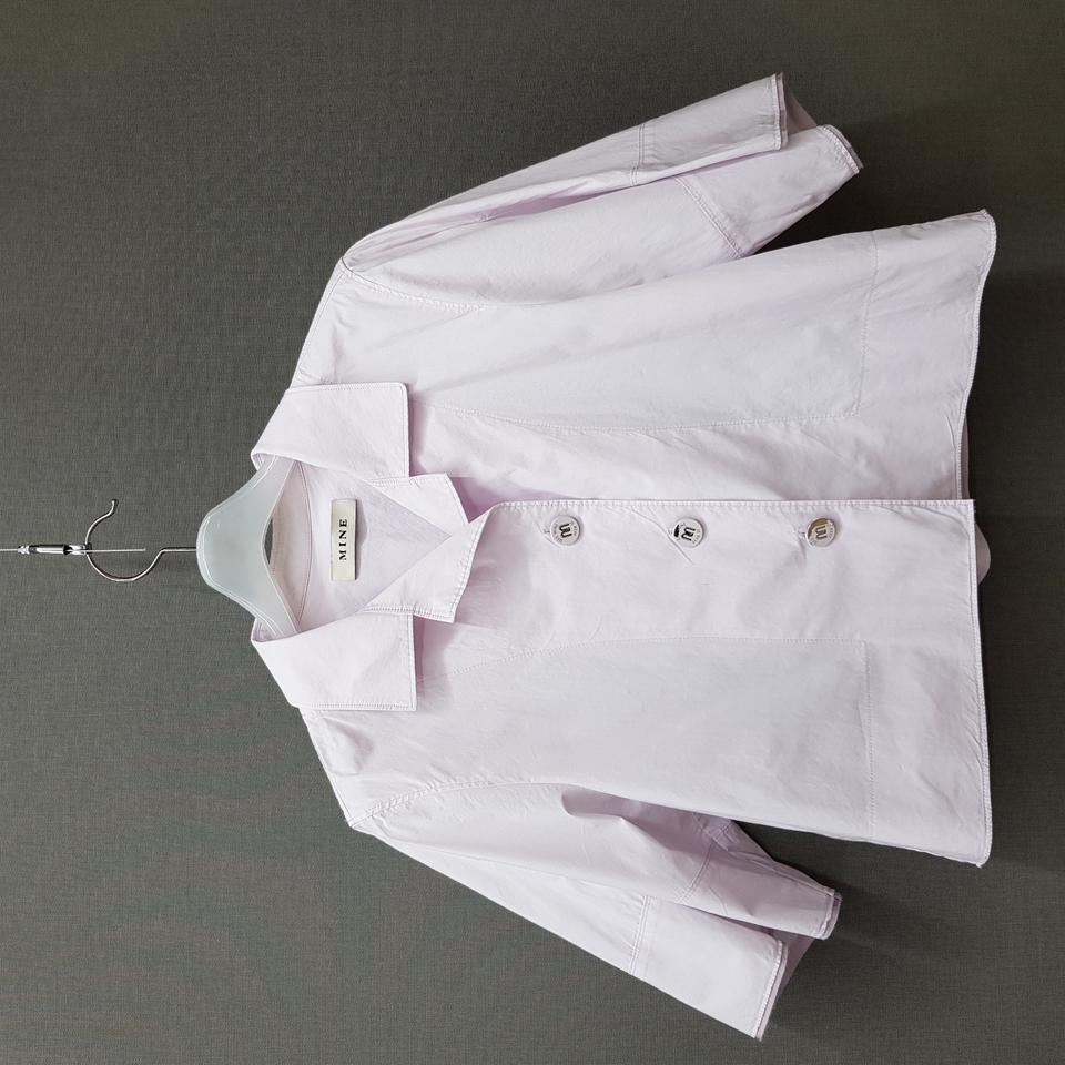 한섬 마인 2022 오픈카라 반팔 블라우스 82-94-160사이즈