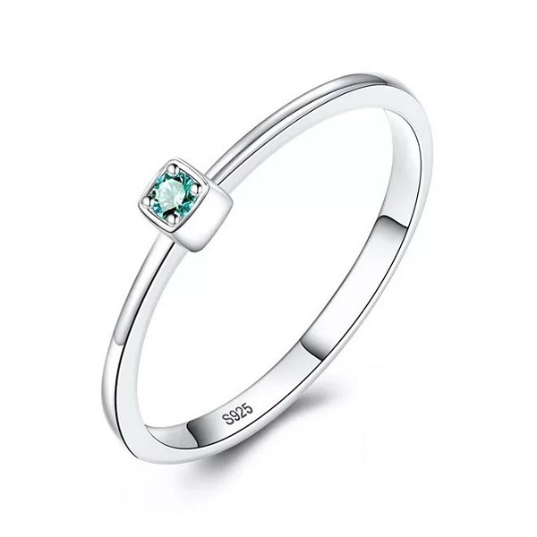 4-13. 925 스털링 실버/VVS 2mm 그린 토파즈/실반지