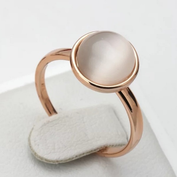 4-9. 로즈골드 18KGP/8mm 화이트 묘안석(캣츠아이스톤) 반지