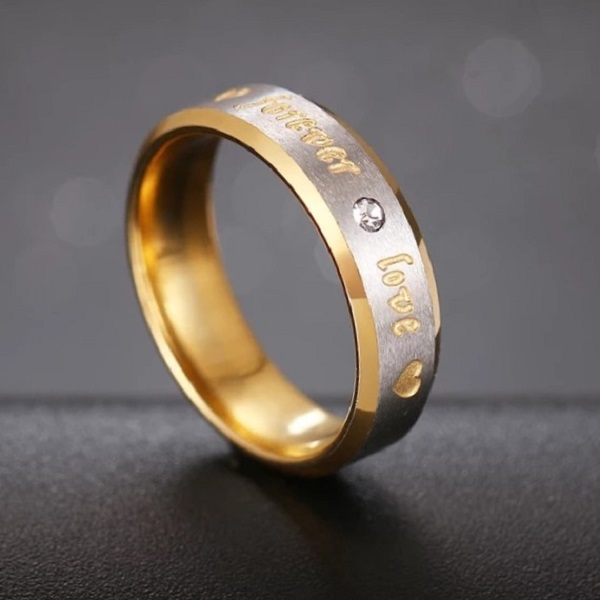 12-41. 18KGP/큐빅 지르코니아/forever love 각인 반지