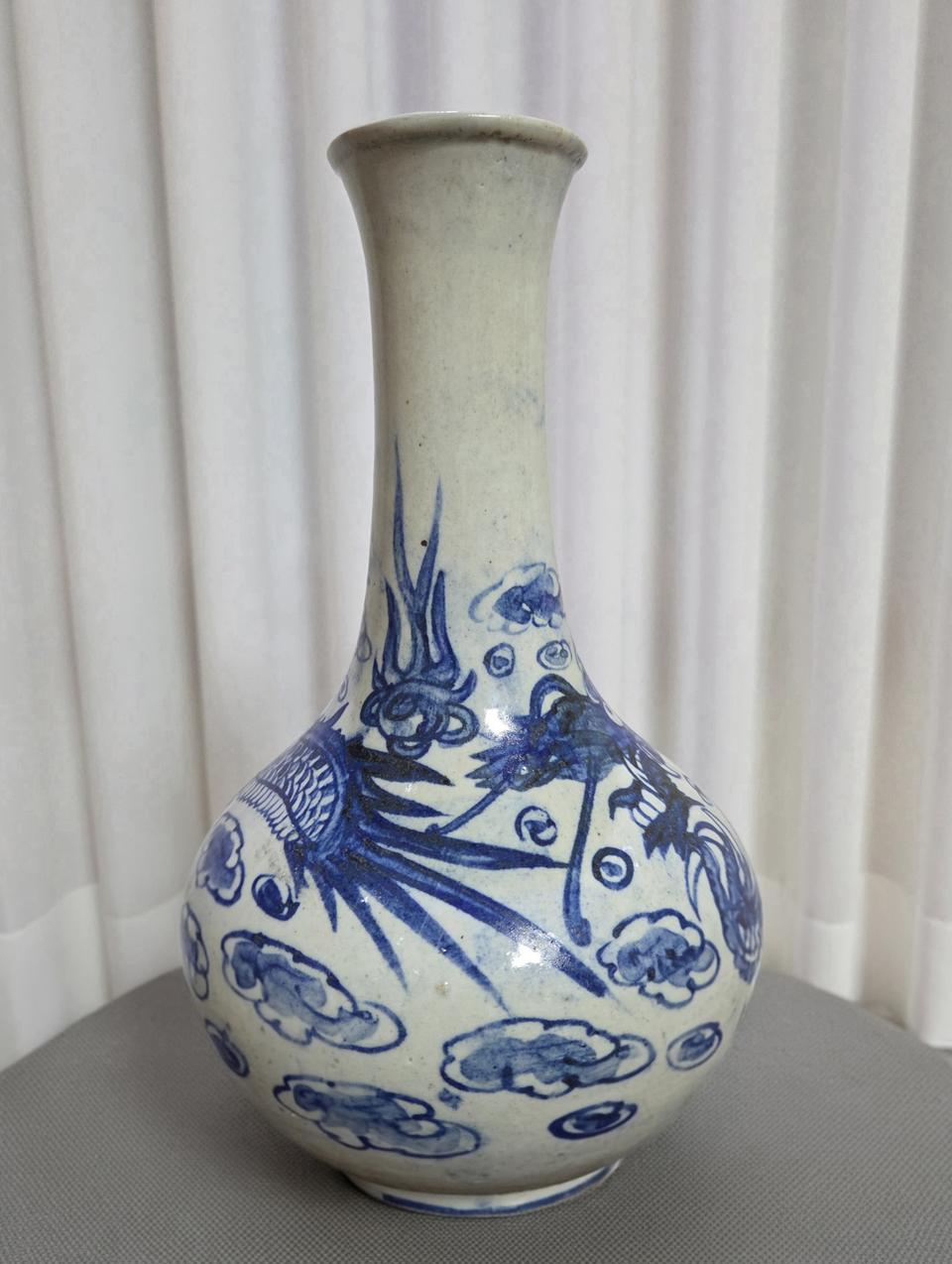 대구골동품 조선말기 관요사기 청화백자 운용문주병